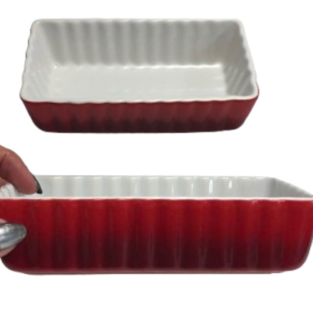 HOUSEWARES INTERNATIONAL RED CASSEROLE DISHES • SET OF 2 • 6” x 3.5”